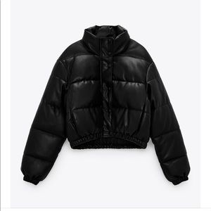 Faux leather puffer jacket